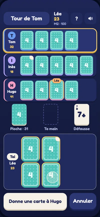 Geste B : toucher pour réserver la carte