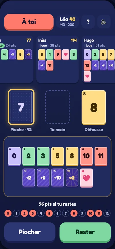 Option D : numéros en haut, bonus en bas