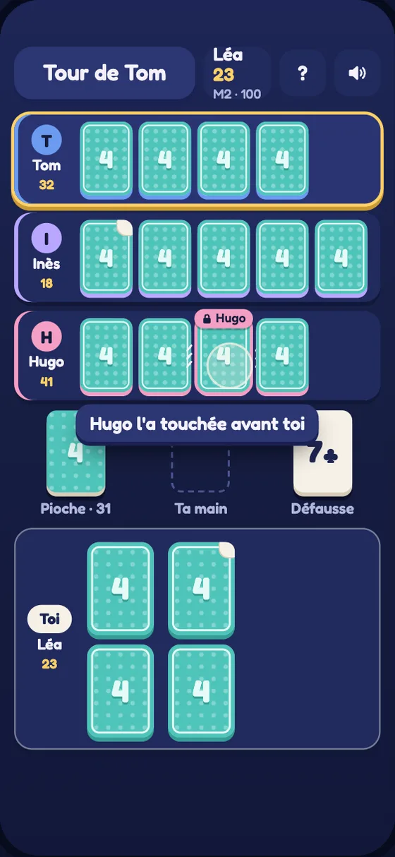 Un autre joueur a touché la carte en premier