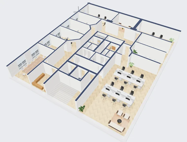 3D model of the floor as it is: individual offices